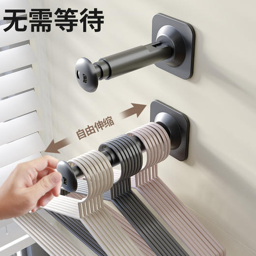 【一吸即用，无需等待】吸盘衣架收纳神器 家用阳台多功能免打孔伸缩晾衣架 墙上壁挂置物架-QQ 商品图0