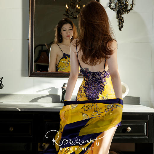 烂花绡轻盈微透手工镂空真丝盘花睡裙 DD2-1 商品图2