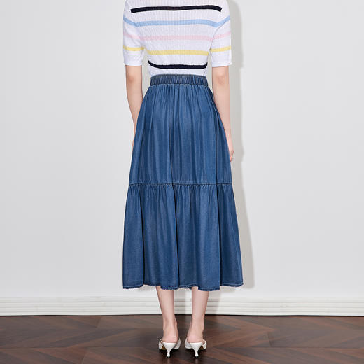 「高货wl」全新升级【铂金会员293/天猫389/差价96】(45820)洛诗琳复古怀旧天丝牛仔半身裙2025夏季拼接设计显瘦长裙 商品图1