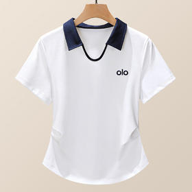 「自」全新升级【铂金会员109/天猫149/差价40】(40107)洛诗琳正肩polo领撞色T恤2025夏季新款设计感修身短袖上衣