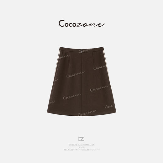 COCO ZONE 刘一一“棕咖半裙”简约侧边撞色条纹垂坠感半裙CD2A1420 商品图1
