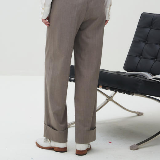 谜底西裤女2025秋季新品通勤风气质羊毛混纺宽松直筒裤253GK1187 商品图2