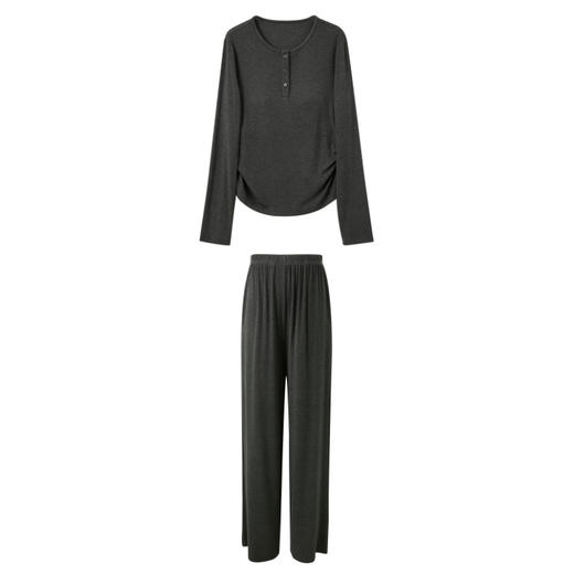 三彩2025秋季新款家居服套装花边T恤上衣休闲长裤两件套M 商品图4