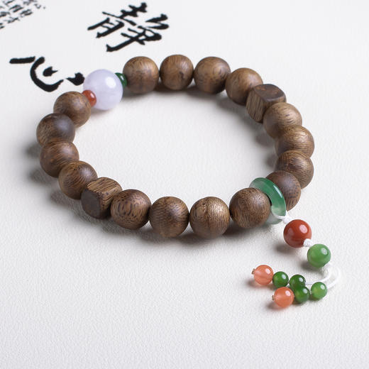 xy0430沉香+翡翠南红碧玉手串 商品图1