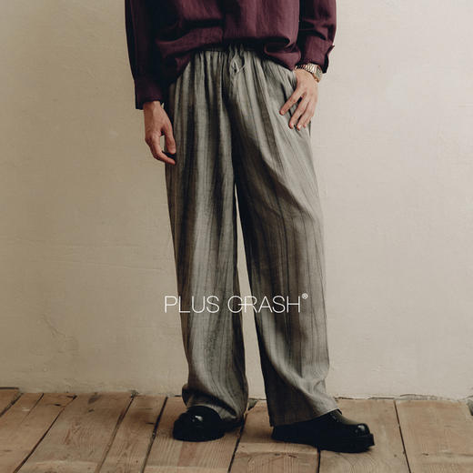 PLUS CRASH老钱风宽松百搭夏季莱赛尔亚麻休闲潮流薄款垂感长裤 商品图0