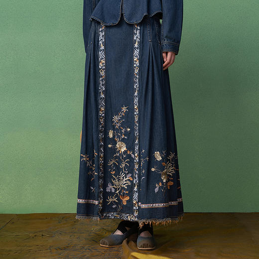 【林栖设计小店】【现货】天丝牛仔马面裙新中式2025早秋新款半身裙女1953125 商品图1