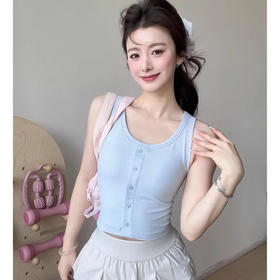 跃牌【周游世界系列】新款瑜伽服女螺纹修身透气上衣运动训练健身服带胸垫背心TP0913