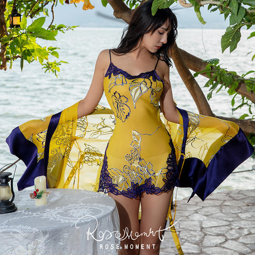 烂花绡轻盈微透重典雅中款真丝睡袍 P241113 商品图1