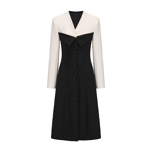 【曼哈顿日夜】撞色拼接设计收腰连衣裙外套 商品图4