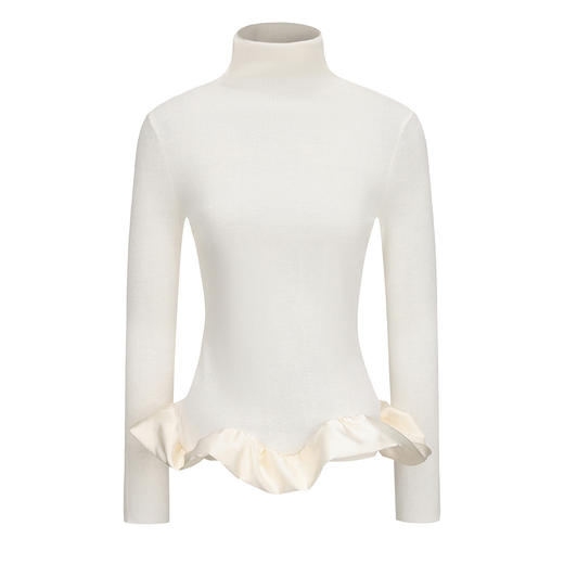 【暖日雕塑】下摆云朵环绕拼接高领针织上衣 商品图4