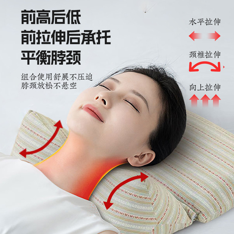 【颈椎救星】三角连体荞麦枕 全方位支撑头颈 一夜好眠 天然荞麦壳填充 透气舒适，健康睡眠从此开启