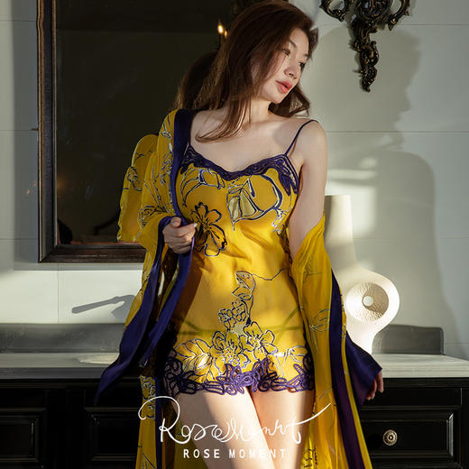 烂花绡轻盈微透手工镂空真丝盘花睡裙 DD2-1 商品图1