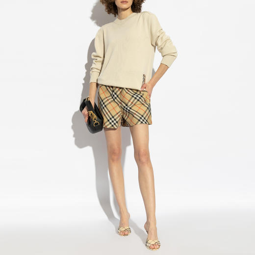 BURBERRY 巴宝莉 女士马术骑士徽标贴花休闲短裤 格子 8106890 B9368 商品图3