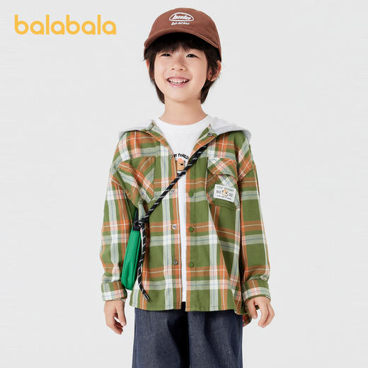 巴拉巴拉童装儿童外套格子宽松连帽上衣男童小童秋装户外休闲时尚 商品图1