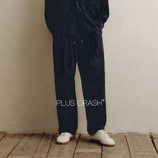 PLUS CRASH夏季松弛感老钱风百搭复古中式垂感抽绳直筒休闲长裤 商品图2