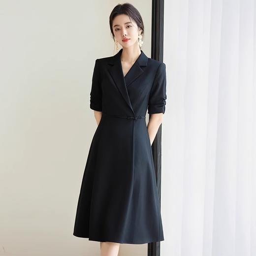 IWY/扶摇系列黑色短袖西装连衣裙女气质通勤职场商务正装套裙接待工作服FYQ655 商品图1
