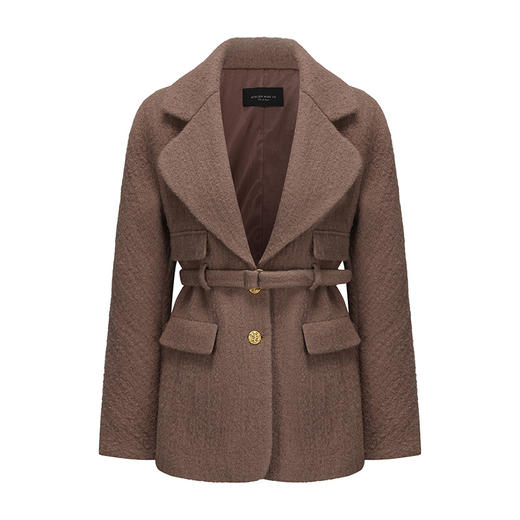 【巴黎余温】圆肩设计复古翻领造型绵羊毛西装外套 商品图4