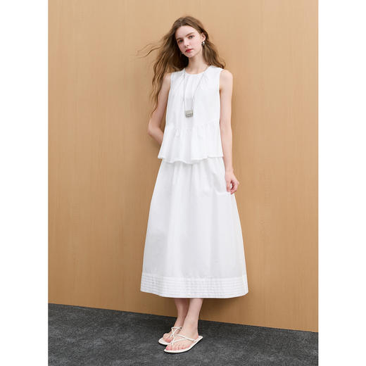 【100棉】三彩2025秋新款圆领无袖假两件连衣裙背心裙宽松设计感M 商品图3