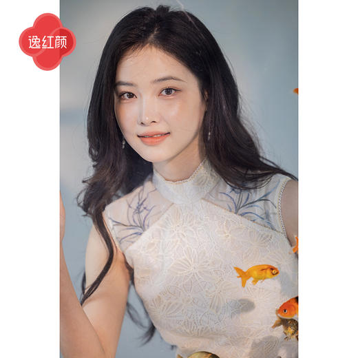 逸红颜萱宁2025夏新款略宽松显腰身金线蕾丝拼接兰花刺绣改良旗袍 商品图2