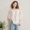 法式文艺刺绣拼接花边露肩衬衫女夏季莱赛尔宽松百搭上衣V1550968 商品缩略图3