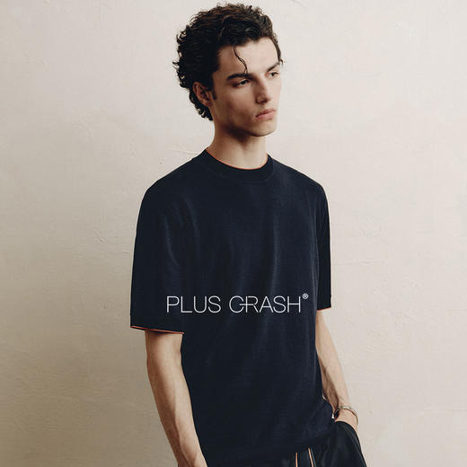PLUS CRASH夏季新款莱赛尔短袖舒适透气圆领撞色时尚T恤衫半袖 商品图1