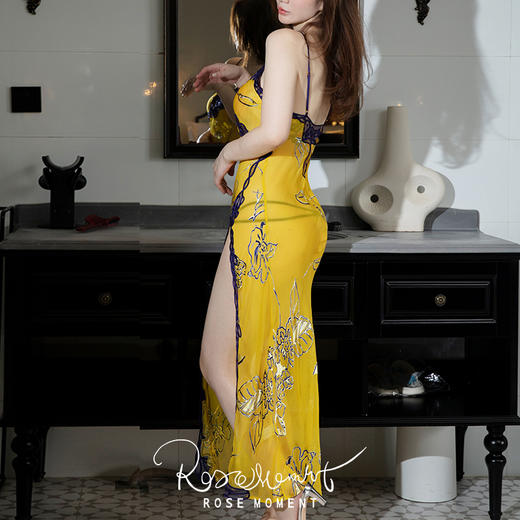 烂花绡侧开叉轻盈微透真丝长裙 DD542 商品图1