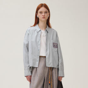 谜底衬衣长袖女2025秋新品通勤蜜蜂章仔刺绣哑光扣衬衫253MC1156