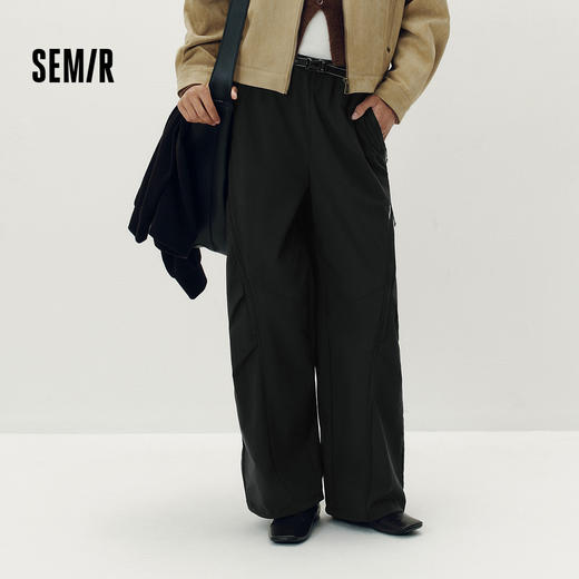 [商场同款]森马休闲裤女分割宽松阔腿裤2025秋季新款吸湿速干长裤 商品图1