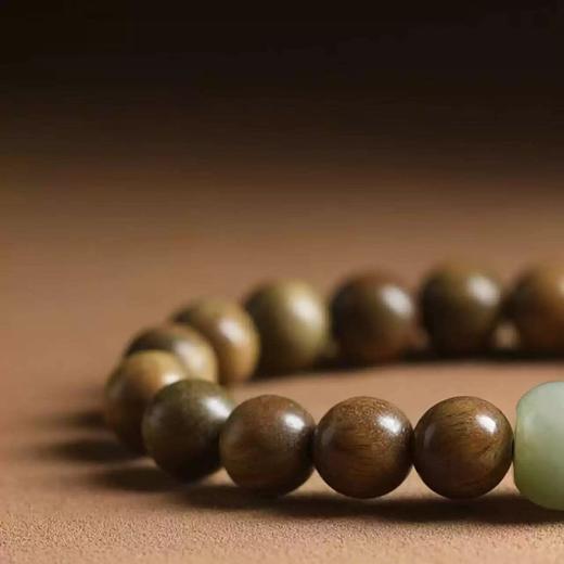 【渡舟·绿檀木东陵玉单圈手串】敦煌福泽檀木手串国风天然东陵玉单圈手串 商品图3
