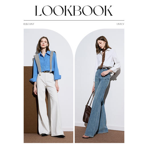 三彩2025秋季新款微喇牛仔裤水洗喇叭裤休闲长裤复古M 商品图1