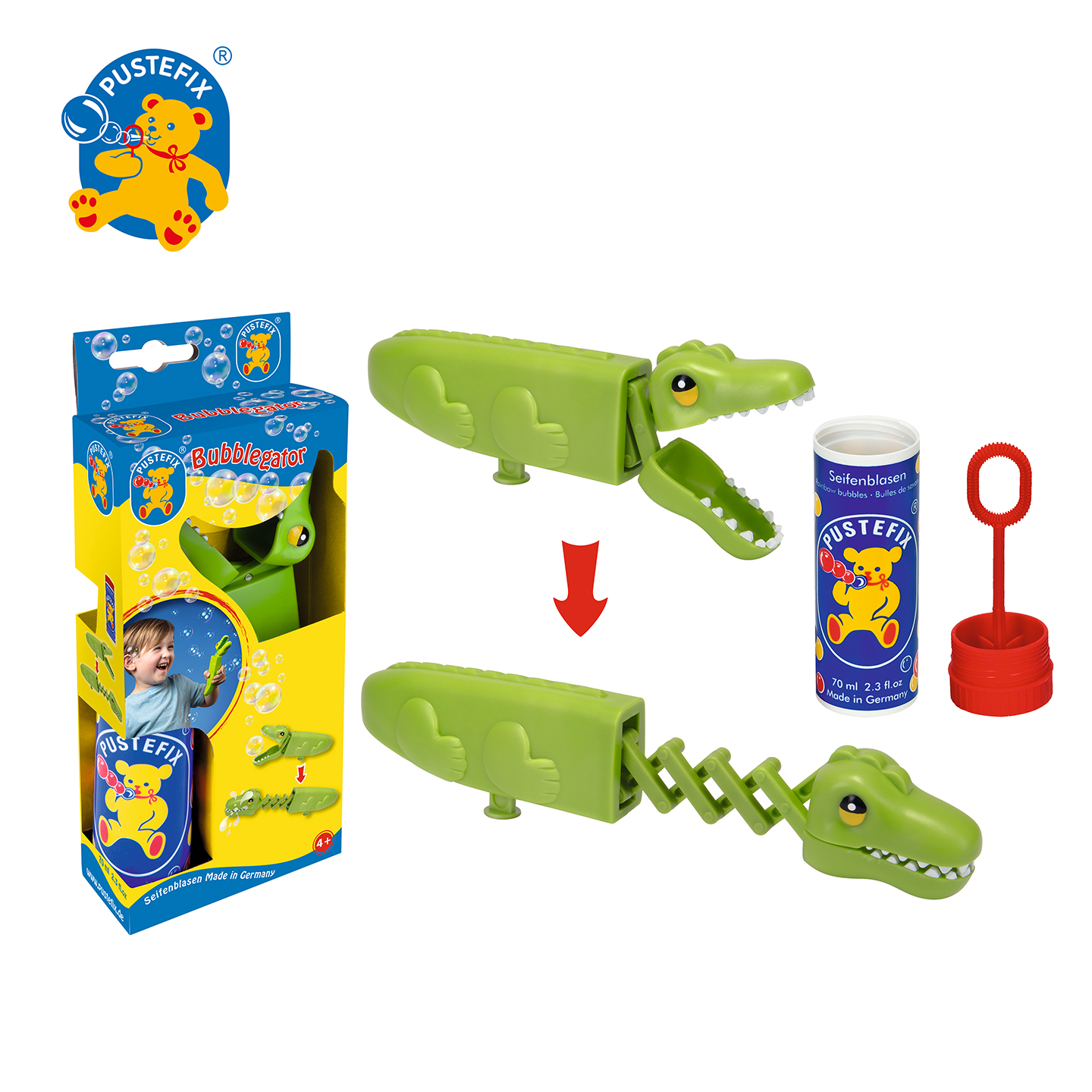 PUSTEFIX泡特飞 恐龙抓泡泡 泡泡玩具 适用年龄3岁+ 安全无毒 不刺激 德国原装   869-475