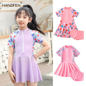 儿童泳衣女孩连体女童ins游泳衣专业中大童保守可爱裙式泳装