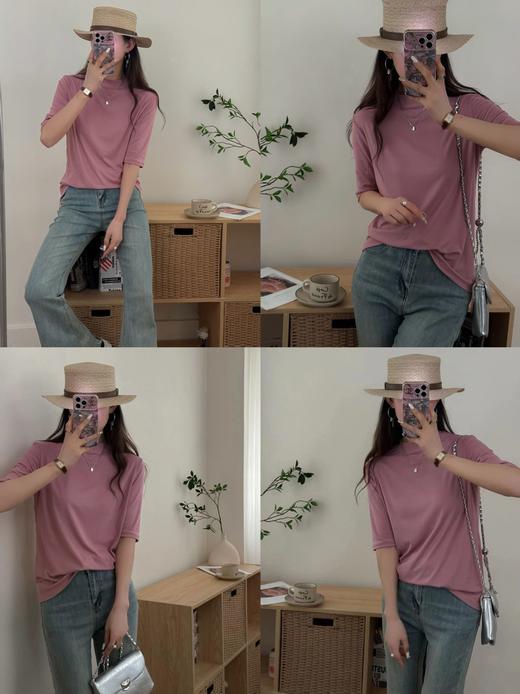 【100元3件】女士柔软水溶中袖T恤外穿打底高弹舒适亲肤无痕【FF25513】 商品图2