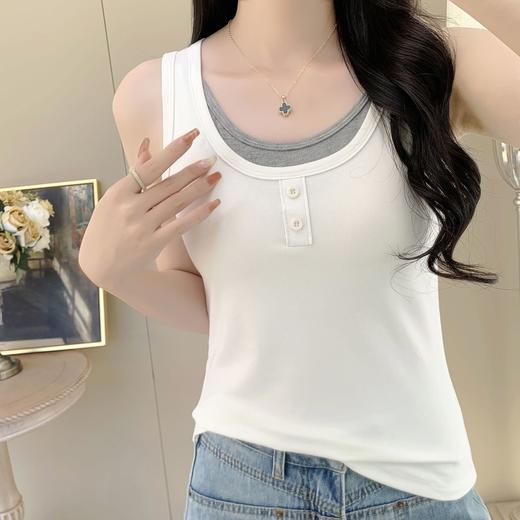 【99元2件】女士夏季假两件纽扣背心外穿吊带【FF25512】 商品图1
