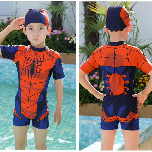 新款儿童卡通泳衣男童连体高弹力中大童游泳衣小童宝宝韩版男孩沙滩服蜘蛛侠泳衣 商品图1