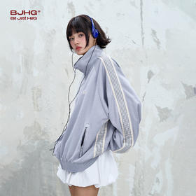 BJHG不计后果休闲运动男士外套秋季2025新款百搭拼接插肩袖夹克