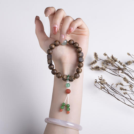xy0427沉香+非洲翠南红回纹珠手串 商品图6