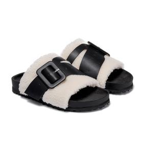 [捡漏价]lost in echo 设计师品牌扣带装饰毛毛厚底拖鞋外穿一脚蹬拖鞋女沙发拖