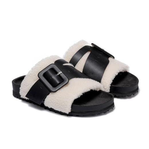 [捡漏价]lost in echo 设计师品牌扣带装饰毛毛厚底拖鞋外穿一脚蹬拖鞋女沙发拖 商品图0