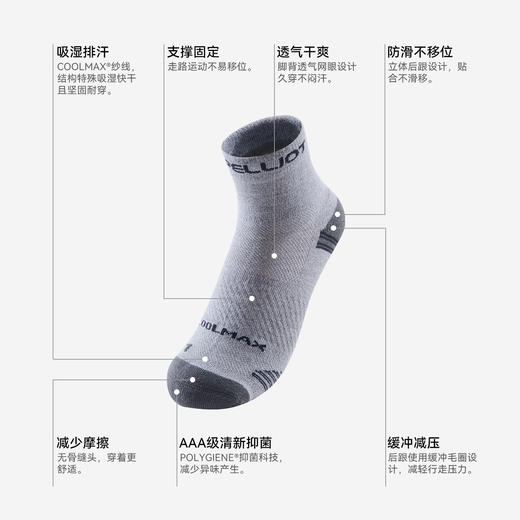 伯希和户外运动短筒袜登山徒步吸汗专业跑步快干抑菌休闲袜子 商品图4