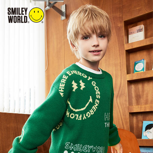 SMILEY WORLD童装男女童洋气套头针织衫秋冬毛衣潮流保暖S23415M073 商品图4