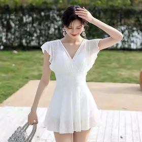 连体游泳衣女款保守裙式高级性感黑色女士加大码胖mm遮肉肚子显瘦