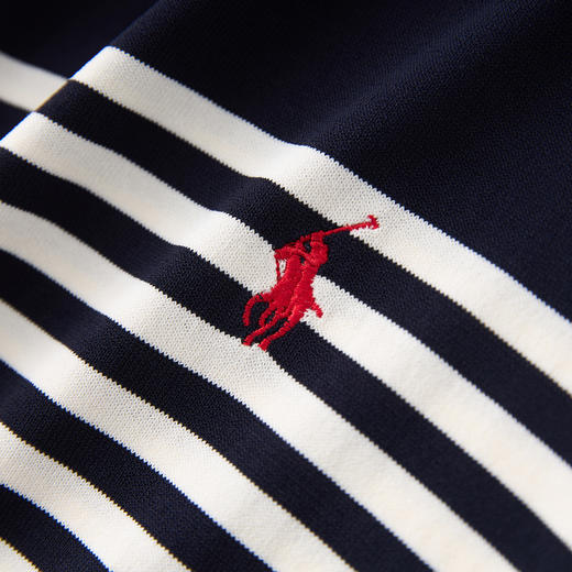 「高货wl」全新升级【铂金会员201/天猫269/差价68】(71035)洛诗琳气质小马刺绣针织T恤2025夏季兰精天丝条纹针织上衣wl71035 商品图3