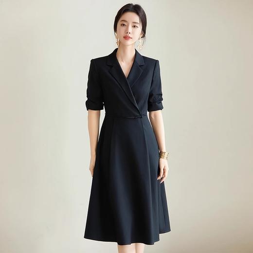 IWY/扶摇系列黑色短袖西装连衣裙女气质通勤职场商务正装套裙接待工作服FYQ655 商品图0