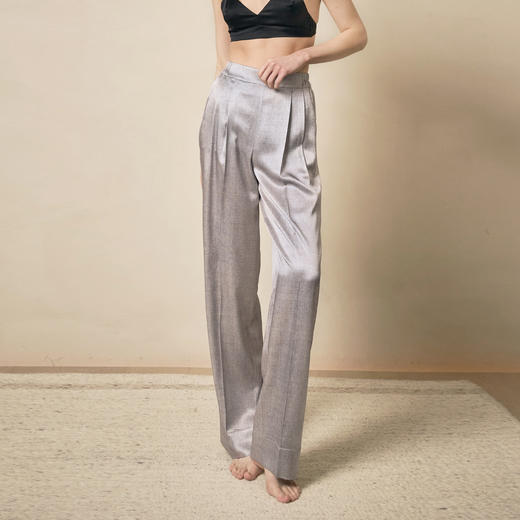 Solo seta22姆米真丝女士长裤桑蚕丝鱼骨纹可外穿睡裤2025秋冬 商品图2