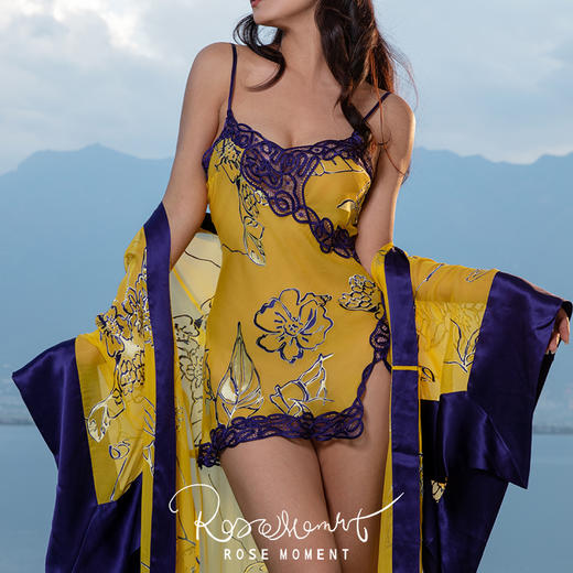 勾勒身材曲线的性感烂花绡盘花前开叉吊裙 DD541 商品图2