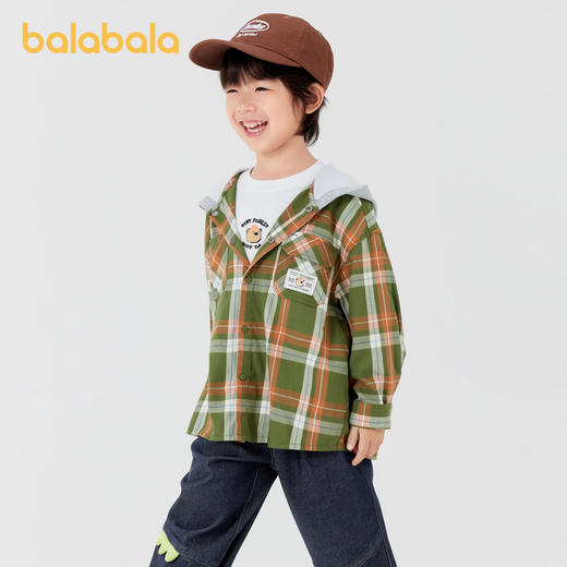 巴拉巴拉童装儿童外套格子宽松连帽上衣男童小童秋装户外休闲时尚 商品图2
