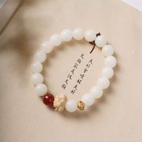 【白菩提红玛瑙莲花手串】敦煌福泽小众白玉菩提男女文玩手串 红玛瑙黄杨木莲花单圈手串