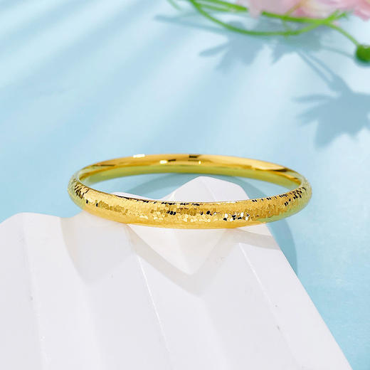 【限时克减150元】足金999 #CNC 5G黄金空心固口星光点点碎碎冰手镯泥鳅背手镯（面宽约5.6-6mm）(BE5GSZ00045)(预售产品下单后不退款不退货不换货不补差价 商品图0