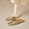 【预售5天】金色编织包头拖新款方头内增高平底拖真皮拼接通勤配裙穆勒鞋MBJR&6920 商品缩略图0